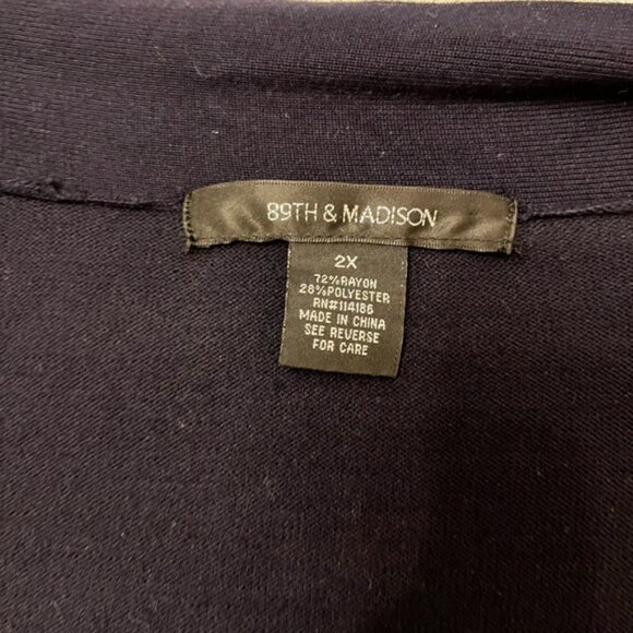 89th & Madison Navy Blue Shrug Sweater with Shawl Collar - Picture 5 of 6